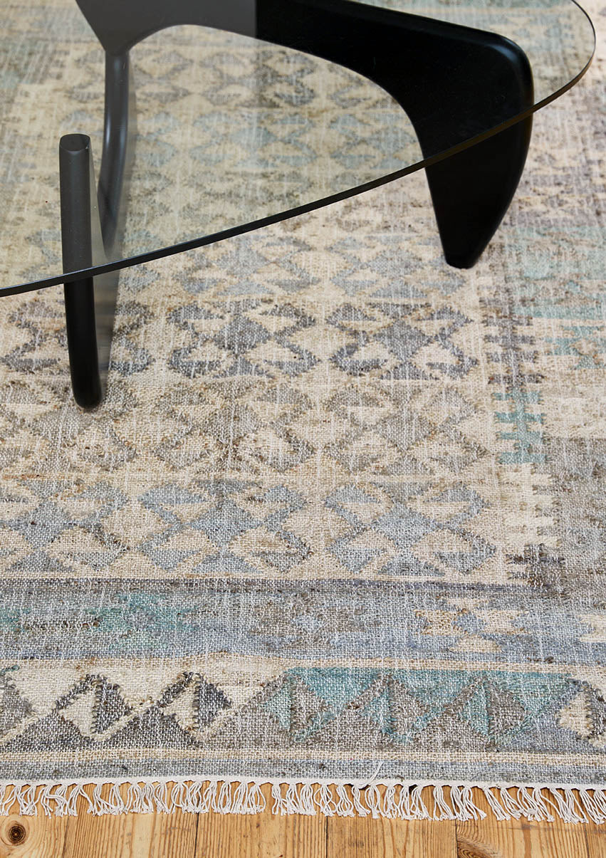 BASHIR Jute Kelim, beige/grey