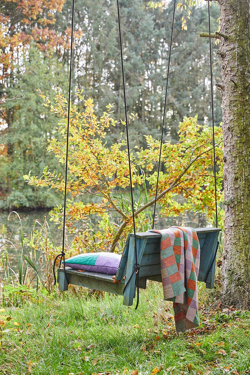 PET Outdoordecke, SQUARE, green, orange, lavender, 130x180cm