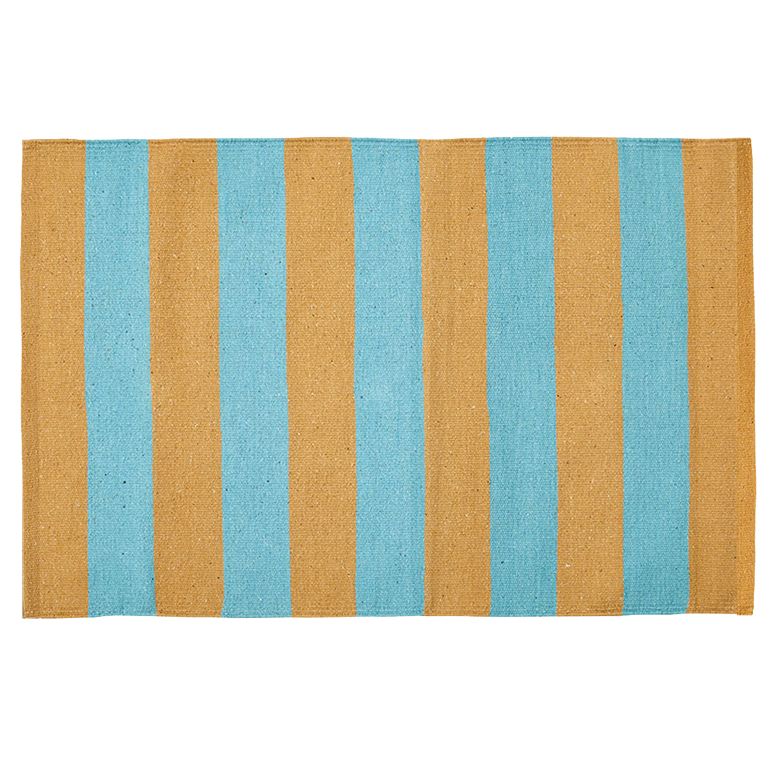Baumwollteppich, SIESTA, recycelt, BEIGE/TURQUOISE, 60x90cm