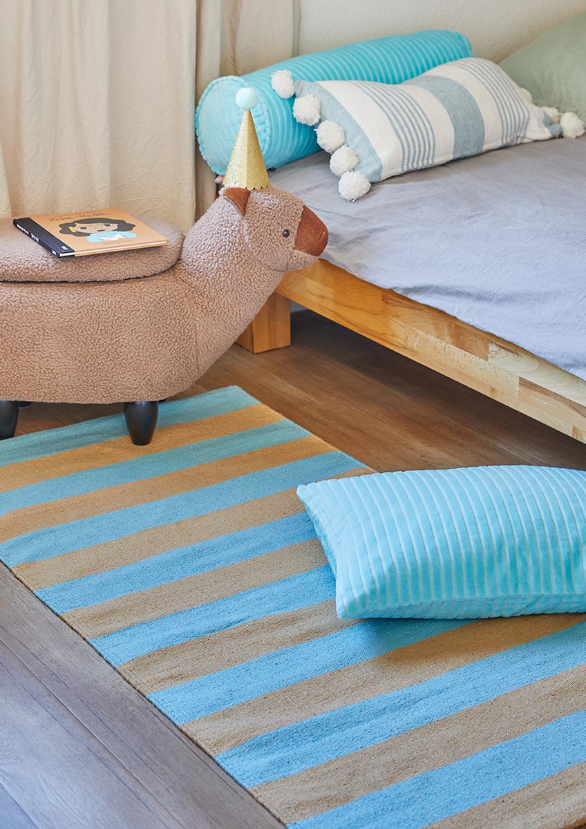 Baumwollteppich, SIESTA, recycelt, BEIGE/TURQUOISE, 60x90cm