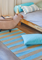 Baumwollteppich, SIESTA, recycelt, BEIGE/TURQUOISE, 60x90cm