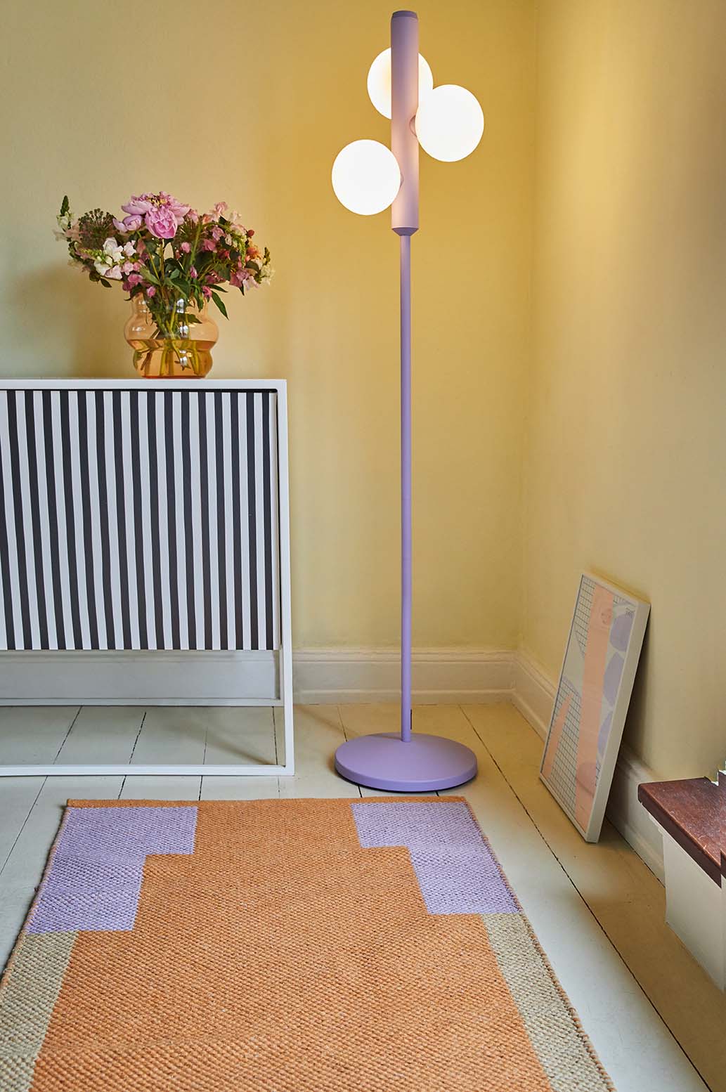 Baumwollteppich, HONEY, recycelt, CORAL/SAND/LILAC, 60x90cm