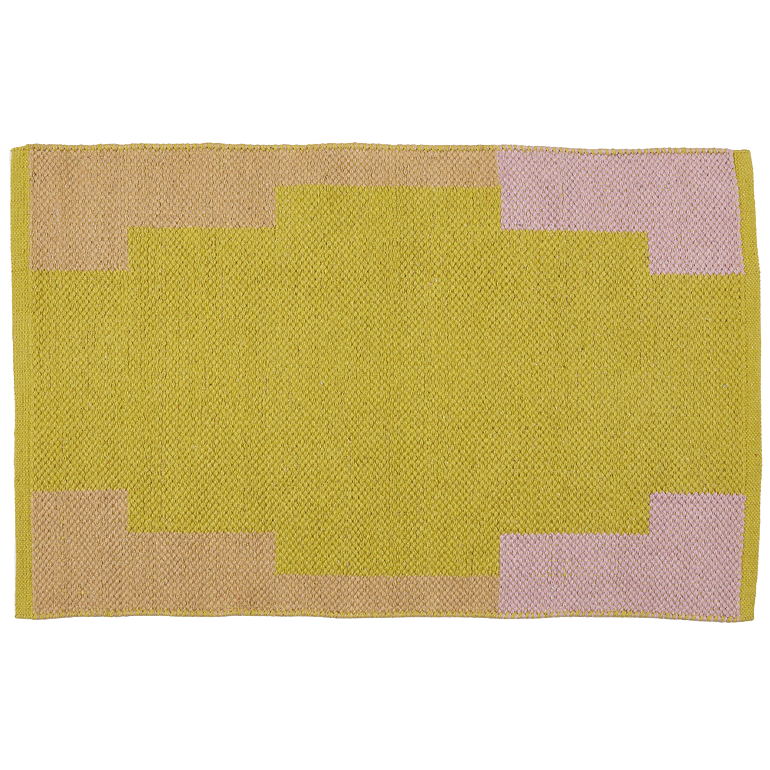 Baumwollteppich, HONEY, recycelt, LEMON/PINK/BEIGE, 60x90cm