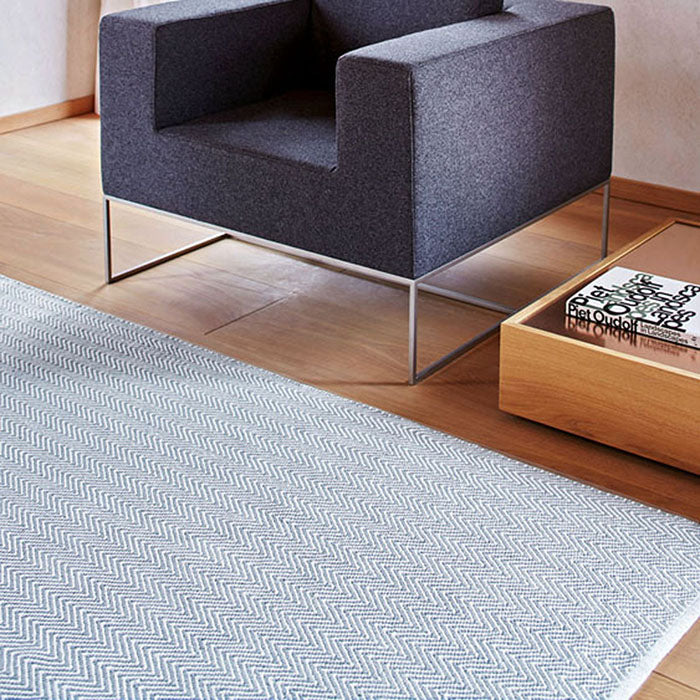 Baumwollteppich, ZIGZAG, recycelt, HELLGRAU/natur, 70x140cm
