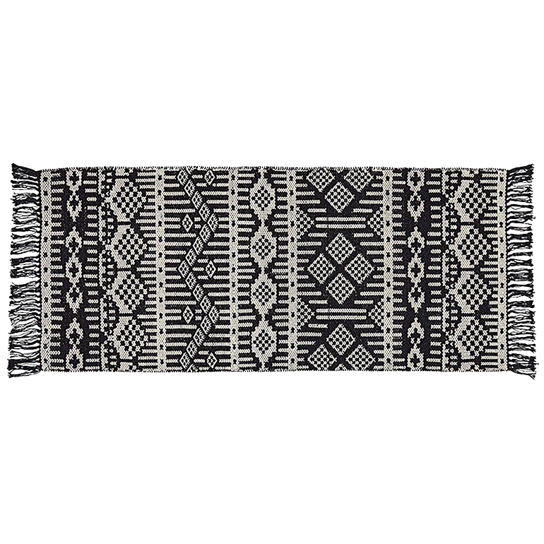 Baumwollteppich, PANAMA, recycelt, SCHWARZ/natur, 70x140cm*SALE