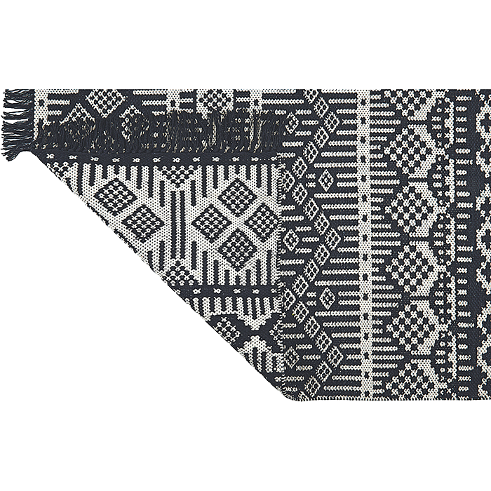 Baumwollteppich, PANAMA, recycelt, SCHWARZ/natur, 70x140cm*SALE