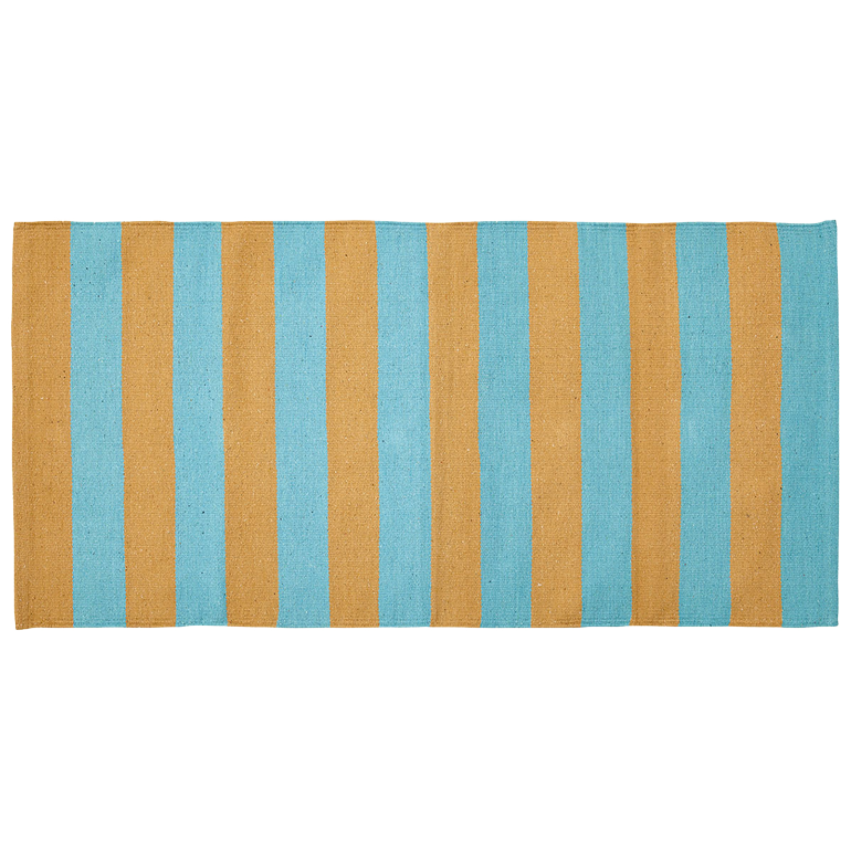 Baumwollteppich, SIESTA, recycelt, BEIGE/TURQUOISE, 70x140cm