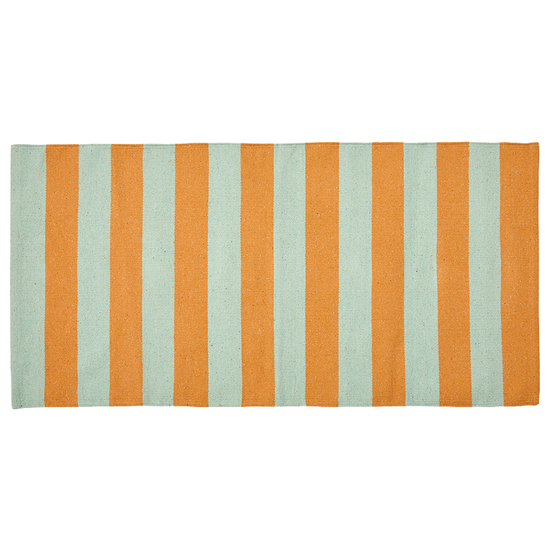 Baumwollteppich, SIESTA, recycelt, MINT/ORANGE, 70x140cm