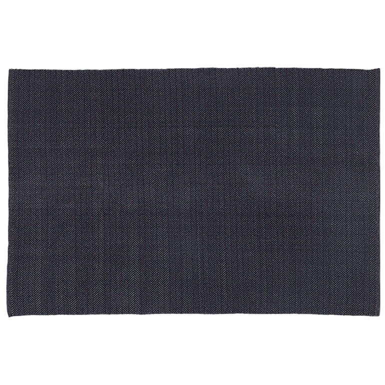 Baumwollteppich, HERRINGBONE, recycelt, BLACKS, 140x200cm