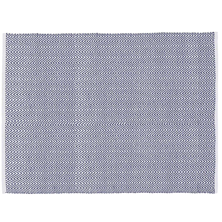 Baumwollteppich, ZIGZAG, recycelt, NAVY/natur, 140x200cm