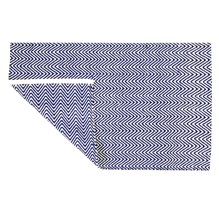 Baumwollteppich, ZIGZAG, recycelt, NAVY/natur, 70x250cm