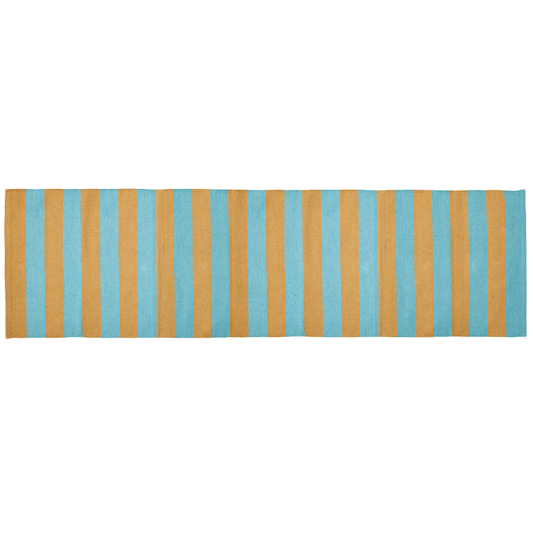 Baumwollteppich, SIESTA, recycelt, BEIGE/TURQUOISE, 70x250cm