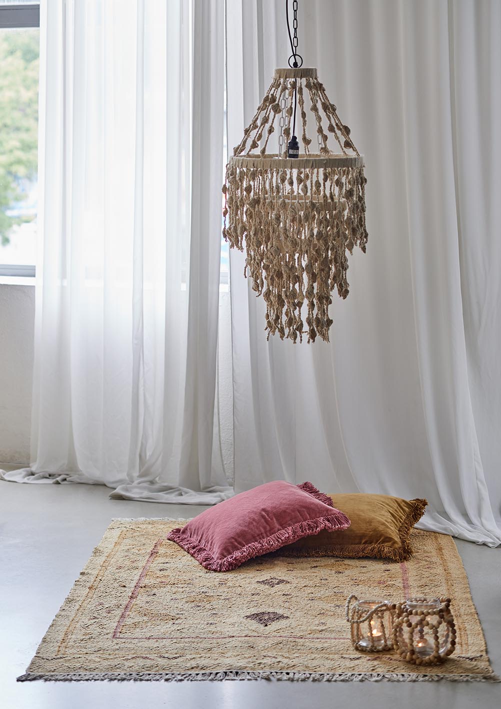 Jute Kelim, PROVENCE, natural/rose/buttercup, 90x120cm