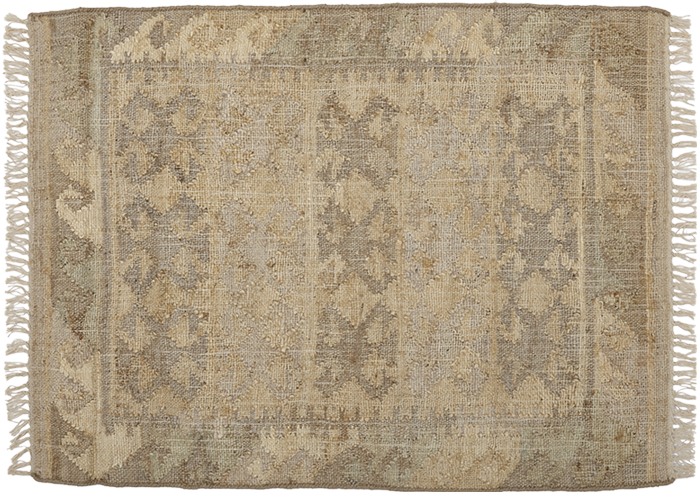 Jute Kelim, BASHIR, beige, grey, 90x120cm