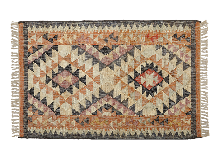 Jute Kelim, LULU, pink, orange, peach, 90x120cm