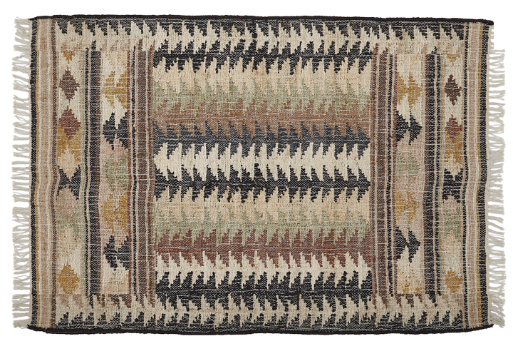 Jute Kelim, FIR, black, brown, beige, 90x120cm