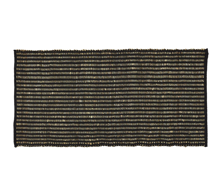 Seegrass Teppich, SAIGON, 70x140cm mit recycelter Baumwolle, schwarz