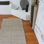 Seegrass Teppich, SAIGON, 70x140cm mit recycelter Baumwolle, schwarz