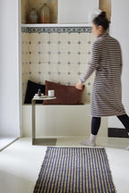 Seegrass Teppich, SAIGON, 70x140cm mit recycelter Baumwolle, schwarz