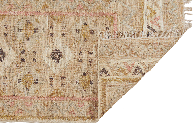 Jute Kelim, PROVENCE, natural/rose/buttercup, 70x250cm