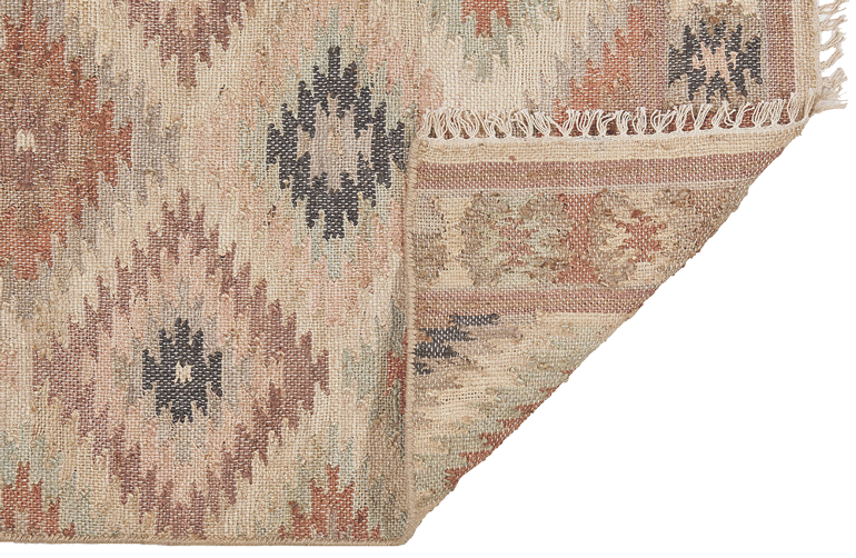 Jute Kelim, PUEBLA, rose/sierra/grau, 70x250cm