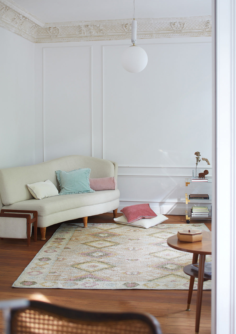 Jute Kelim, VALENCIA, beige, cream, moss, mustard, 70x250cm