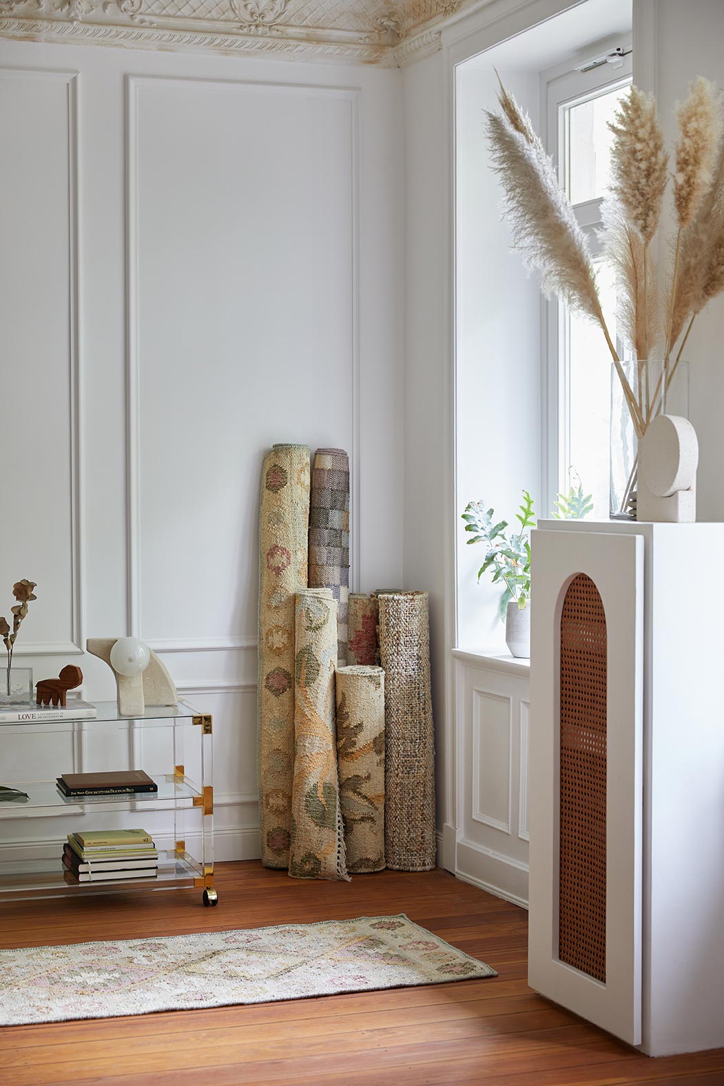 Jute Kelim, VALENCIA, beige, cream, moss, mustard, 70x250cm