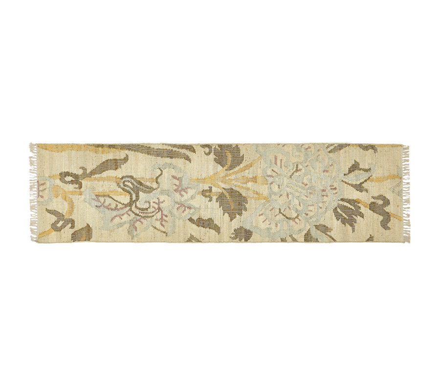 Jute Kelim, SOMERSET II, beige, moss, orange, 70x250cm