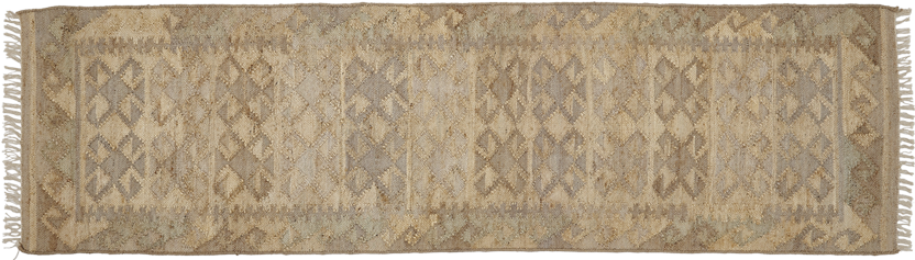 Jute Kelim, BASHIR, beige, grey, 70x250cm