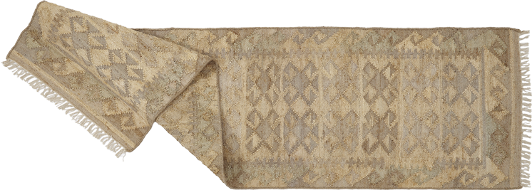 Jute Kelim, BASHIR, beige, grey, 70x250cm