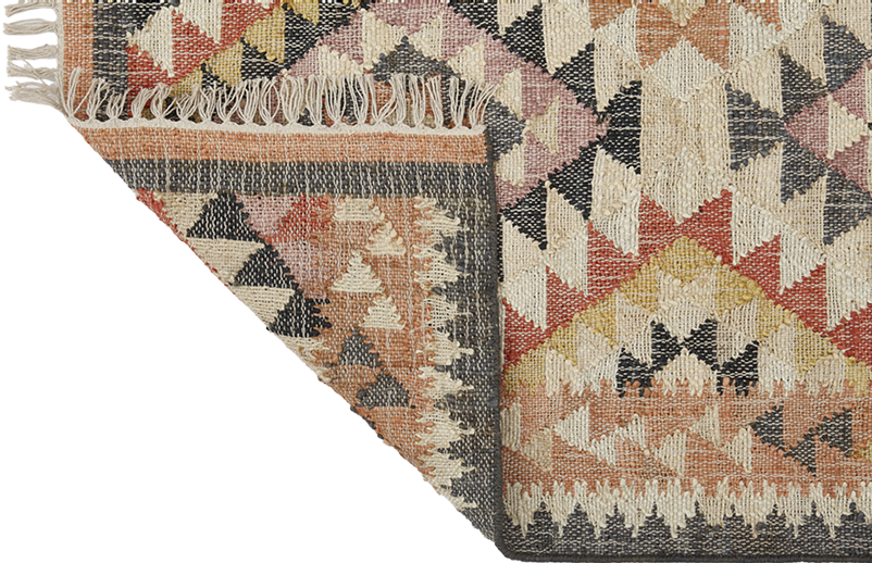 Jute Kelim, LULU, pink, orange, peach, 70x250cm