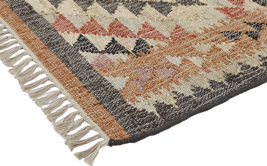 Jute Kelim, LULU, pink, orange, peach, 70x250cm