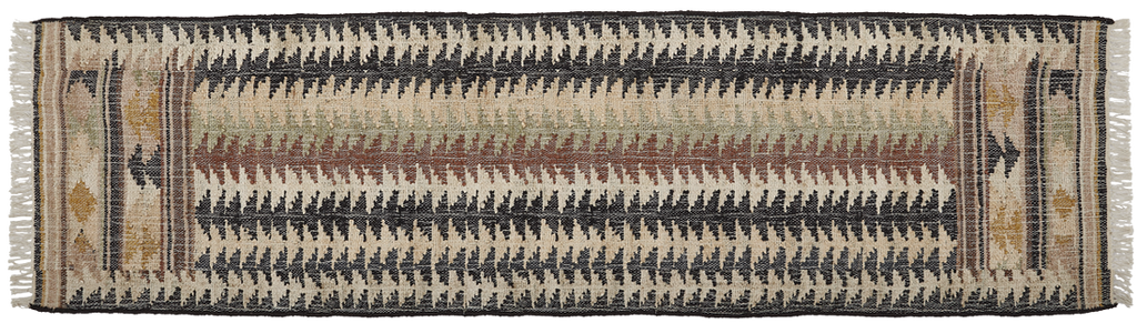 Jute Kelim, FIR, black, brown, beige, 70x250cm
