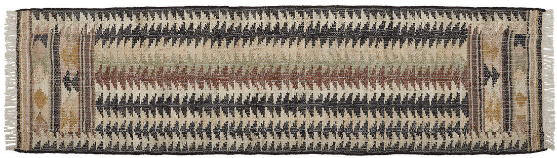Jute Kelim, FIR, black, brown, beige, 70x250cm
