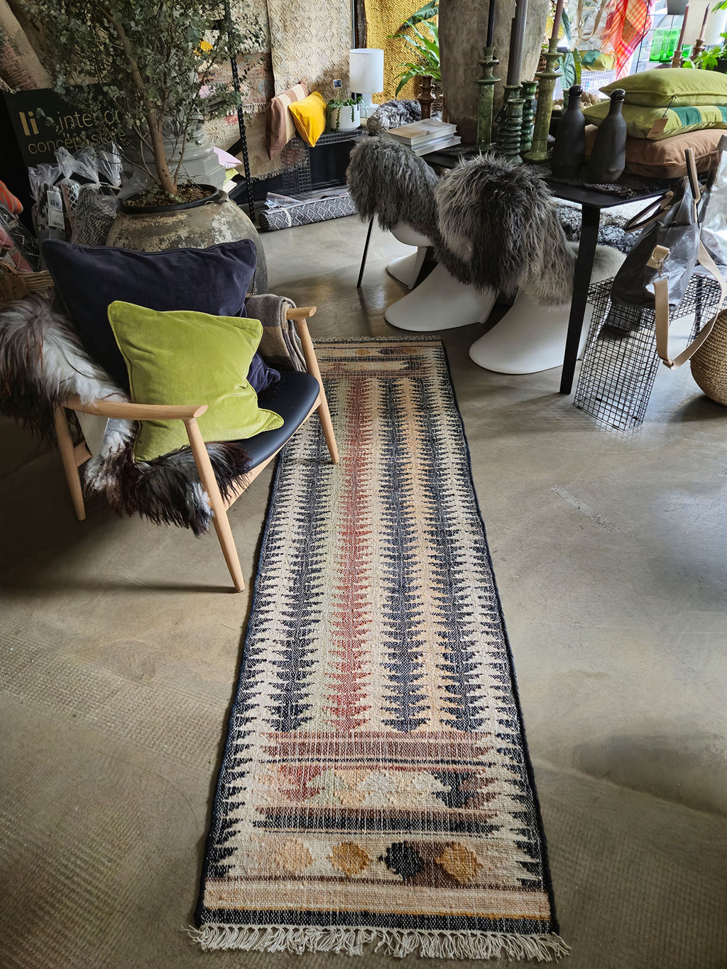 Jute Kelim, FIR, black, brown, beige, 70x250cm