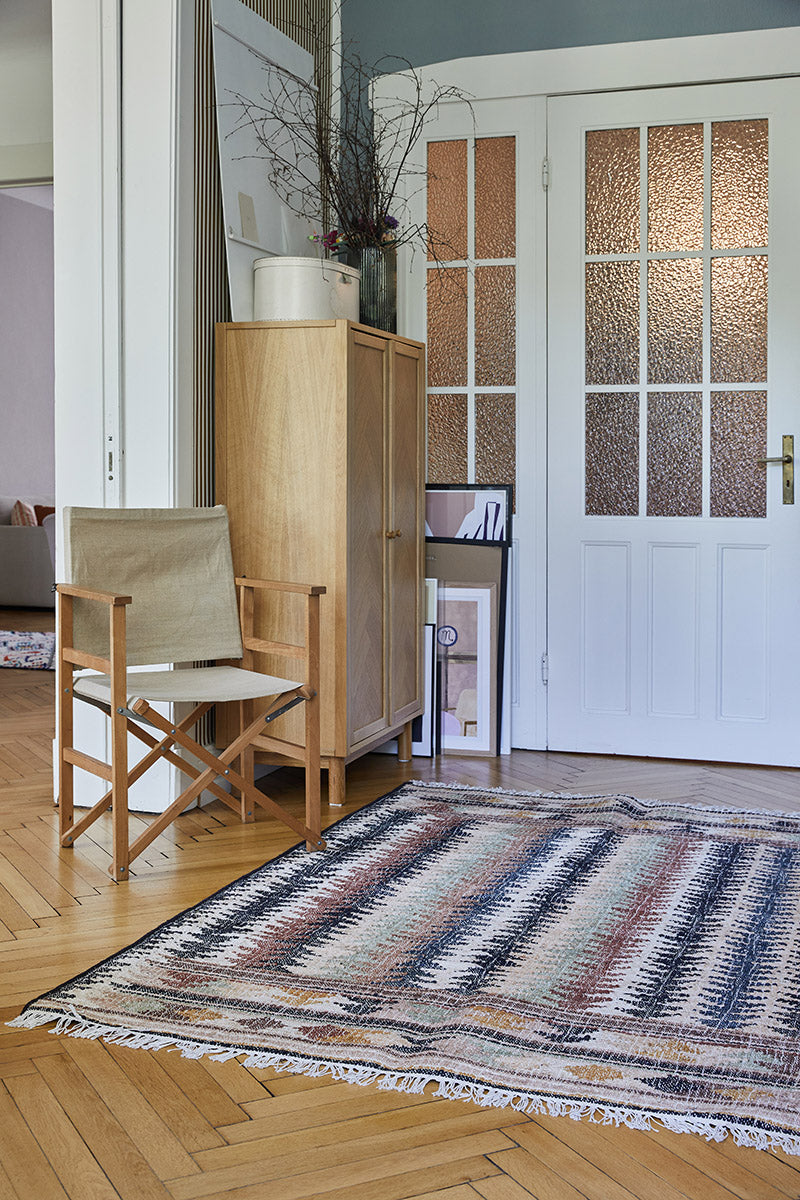 Jute Kelim, FIR, black, brown, beige, 70x250cm