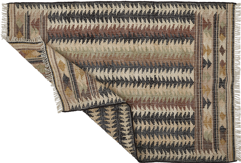 Jute Kelim, FIR, black, brown, beige, 70x250cm