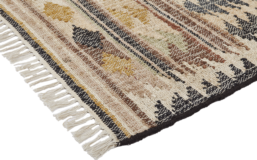 Jute Kelim, FIR, black, brown, beige, 70x250cm