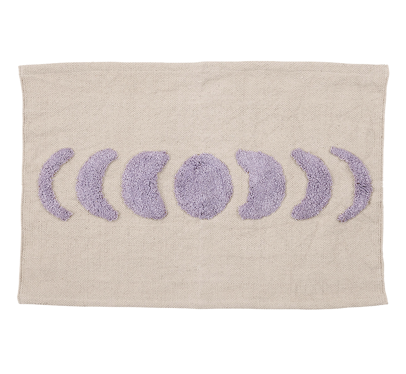 Badematte, LUNA, natur/lila, Baumwolle, 55x80cm