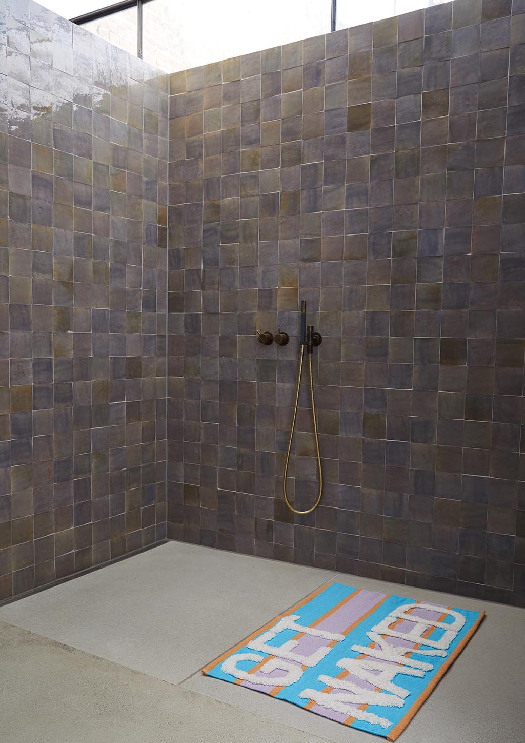 Badematte, NAKED, türkis/lila, Baumwolle, 55x80cm