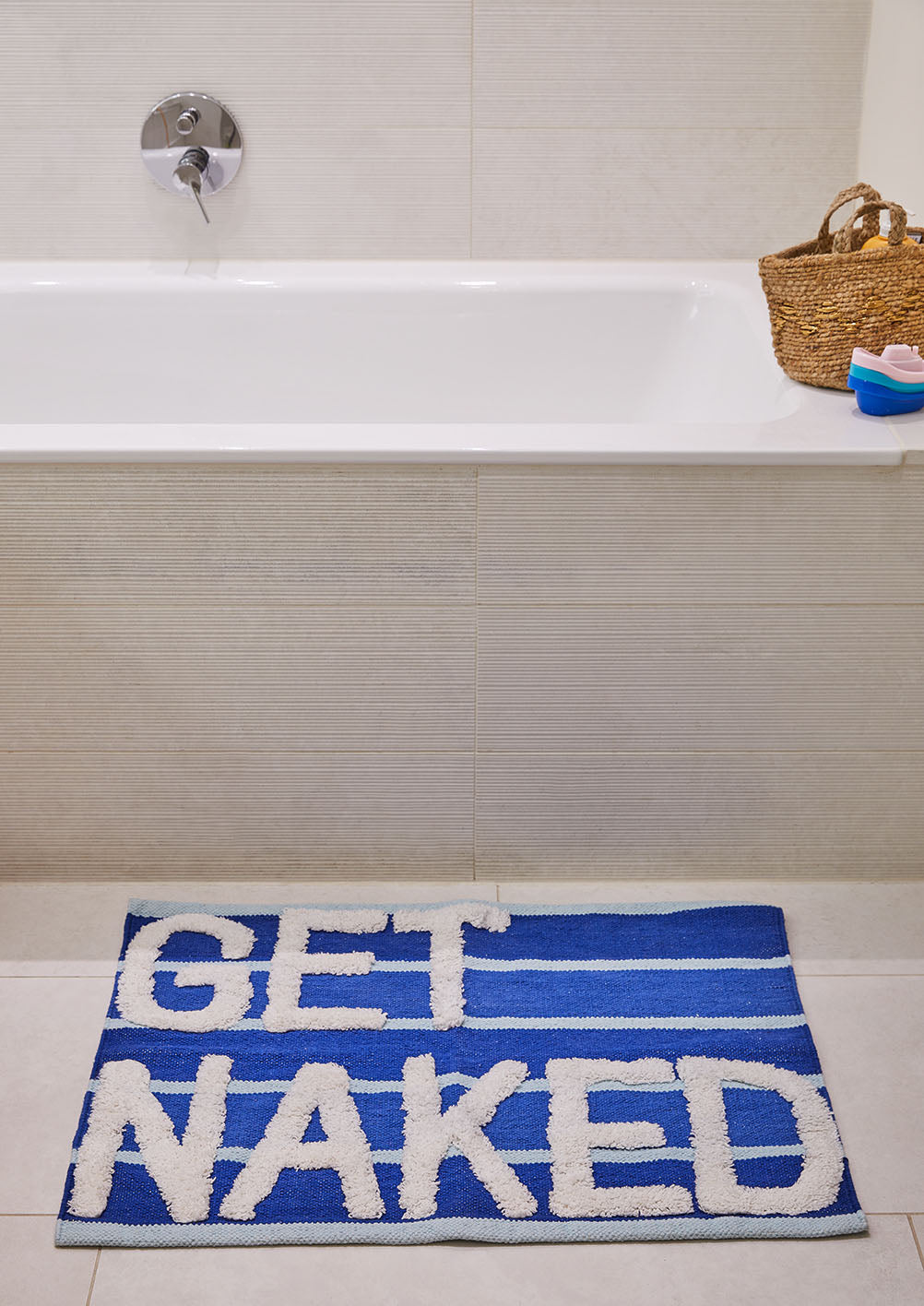 Badematte, NAKED, blau, Baumwolle, 55x80cm