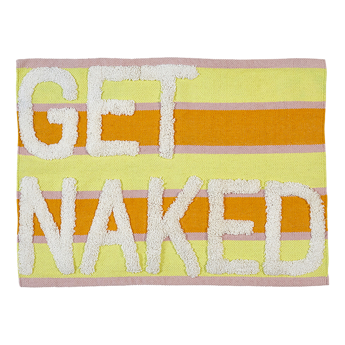 Badematte, NAKED, gelb/pink, Baumwolle, 55x80cm