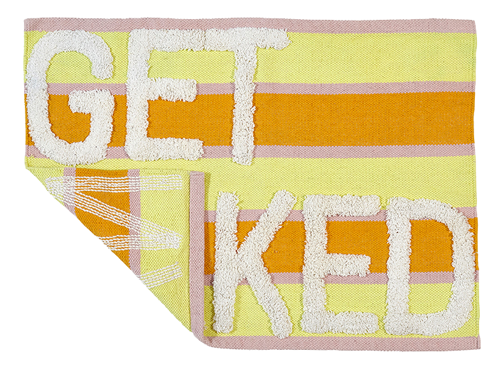 Badematte, NAKED, gelb/pink, Baumwolle, 55x80cm