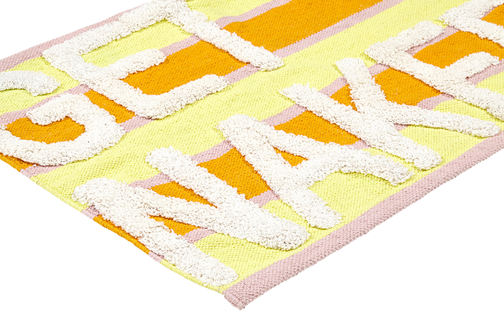 Badematte, NAKED, gelb/pink, Baumwolle, 55x80cm