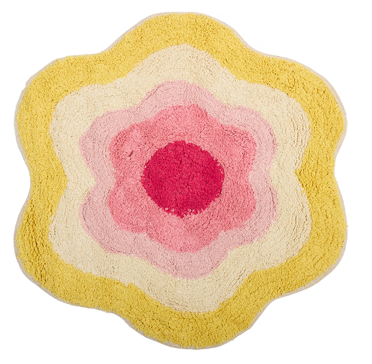 Teppich, POP, gelb/pink, Baumwolle, 60x60cm