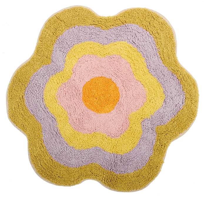 Teppich, POP, gelb/lila/pink, Baumwolle, 60x60cm