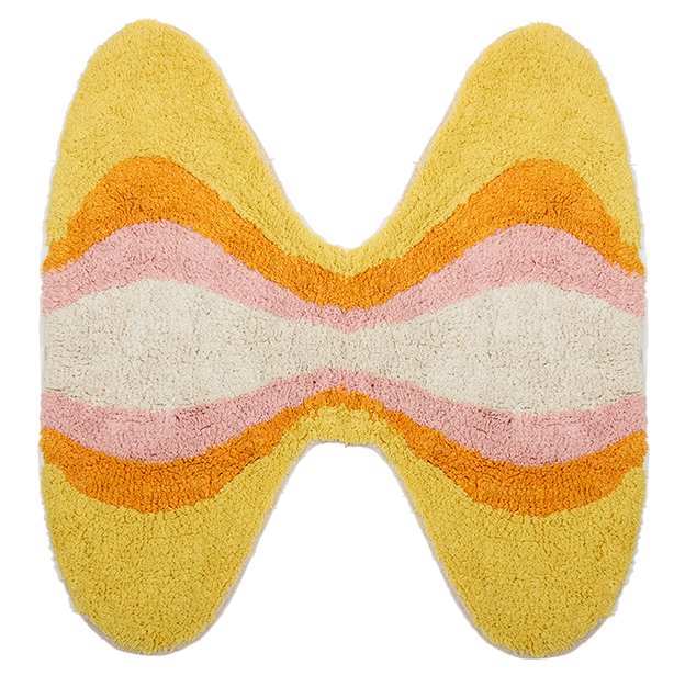 Teppich, GROOVY, natur/orange/gelb, Baumwolle, 70x70cm