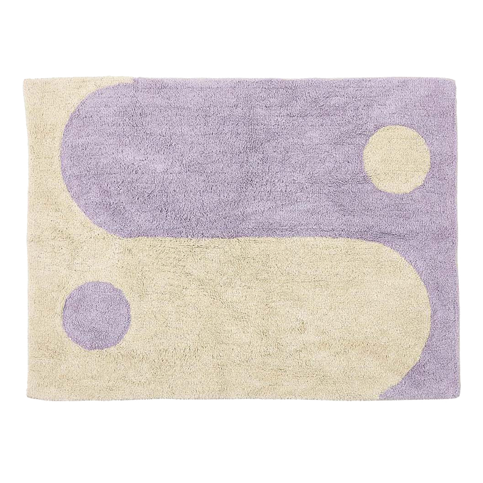 Teppich, YINYANG, lila/naturweiß, Baumwolle, 60x90cm