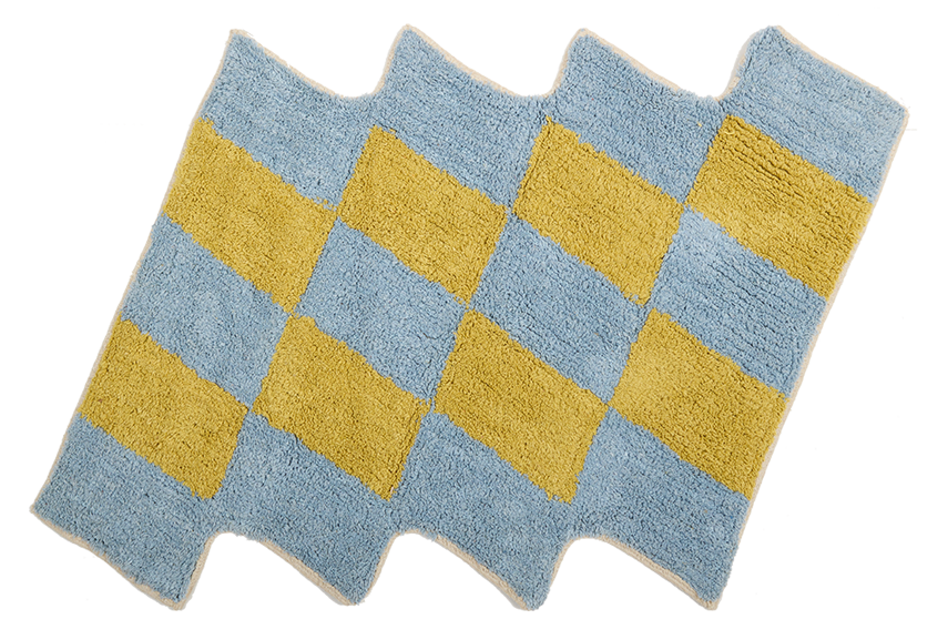 Teppich, SCALA, blau/limone, Baumwolle, 60x90cm