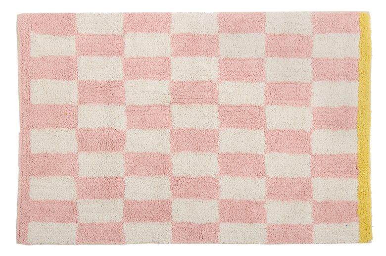 Teppich, LUCKY, natur/pink/gelb, Baumwolle, 60x90cm